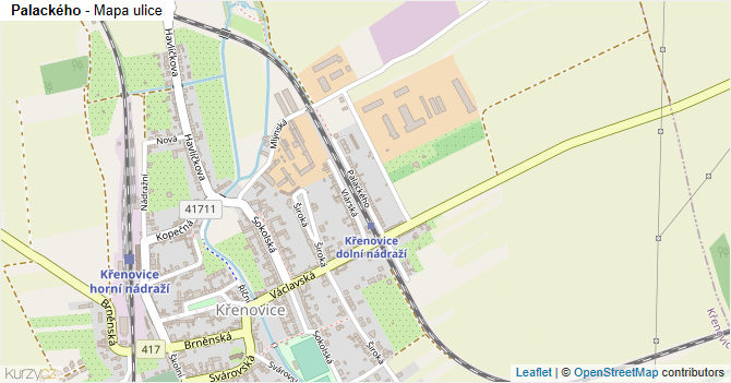 Palackého - mapa ulice