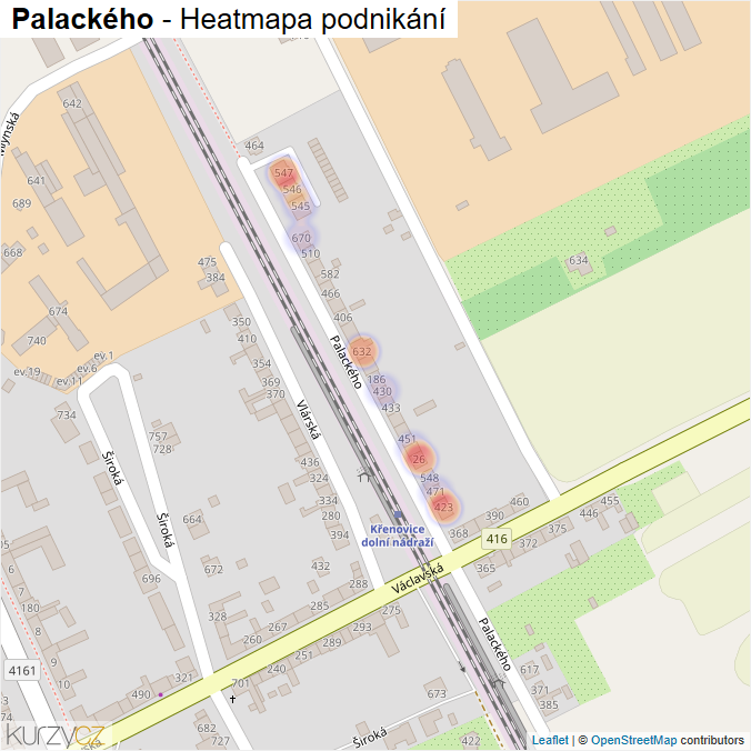 Mapa Palackého - Firmy v ulici.