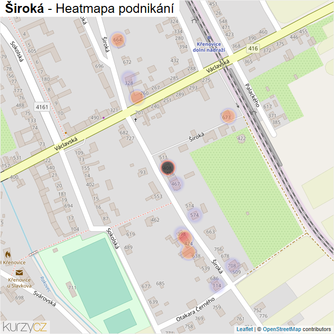 Mapa Široká - Firmy v ulici.