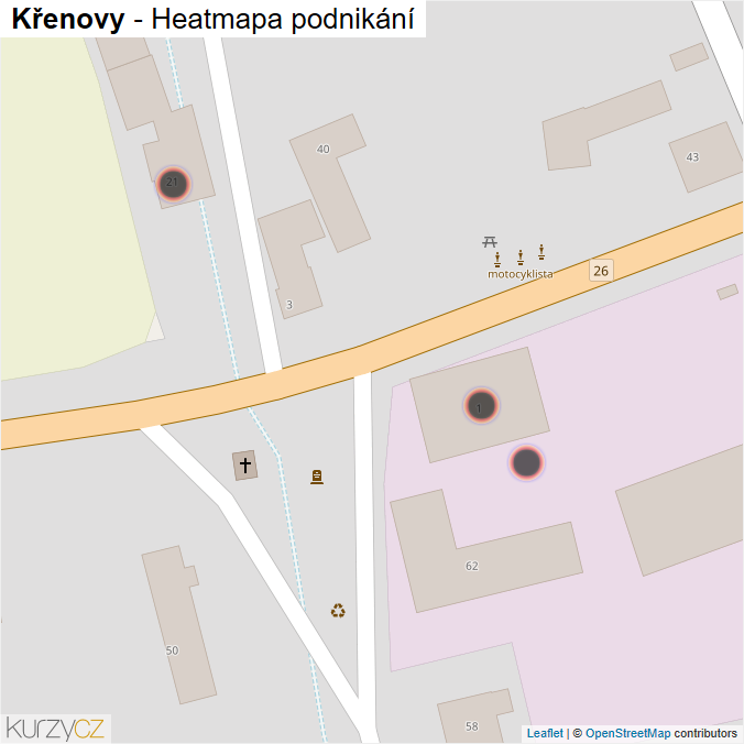 Mapa Křenovy - Firmy v obci.