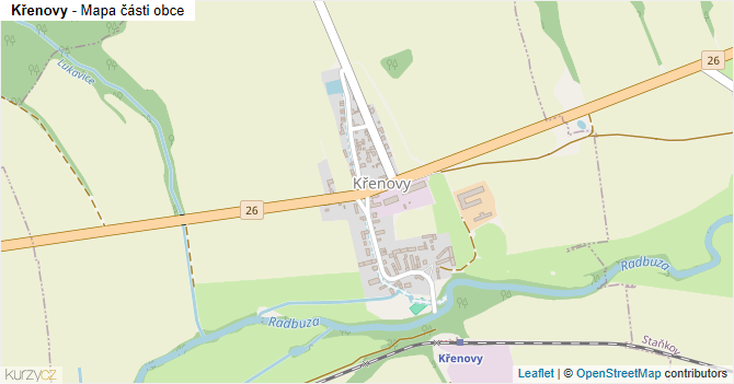 Křenovy - mapa části obce