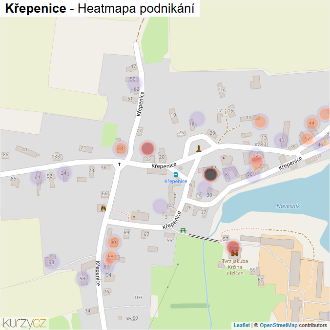 Mapa Křepenice - Firmy v části obce.