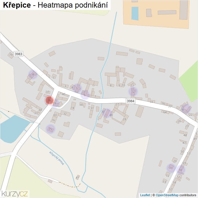 Mapa Křepice - Firmy v části obce.