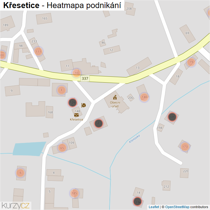 Mapa Křesetice - Firmy v obci.