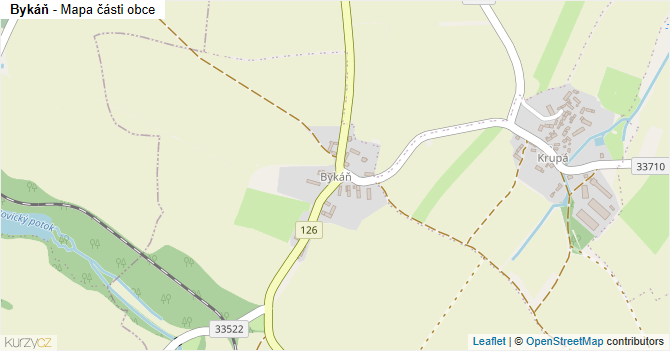 Bykáň - mapa části obce