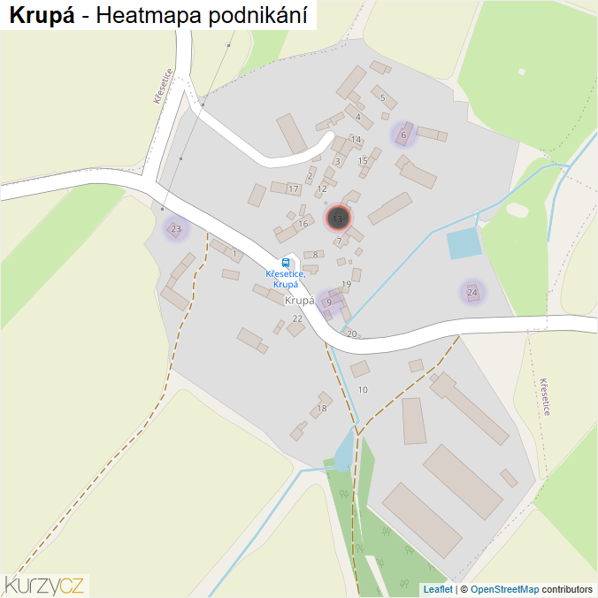 Mapa Krupá - Firmy v části obce.
