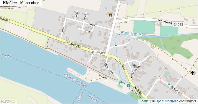 Křešice - mapa obce
