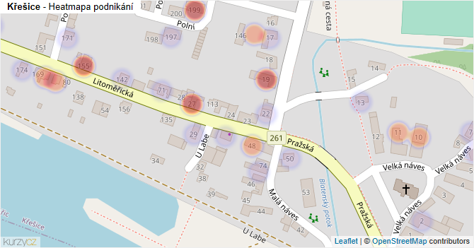 Křešice - mapa podnikání