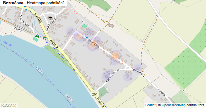 Bezručova - mapa podnikání