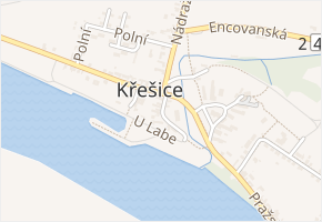 Malá náves v obci Křešice - mapa ulice