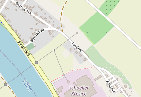 Tovární v obci Křešice - mapa ulice