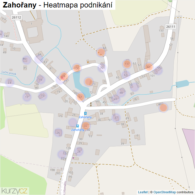 Mapa Zahořany - Firmy v části obce.