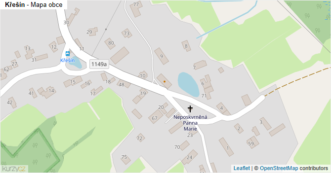 Křešín - mapa obce