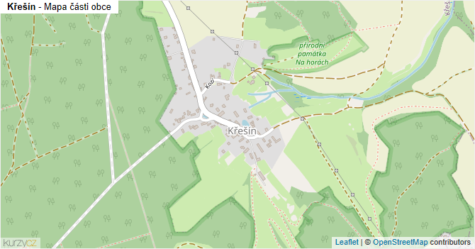 Křešín - mapa části obce