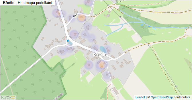 Křešín - mapa podnikání