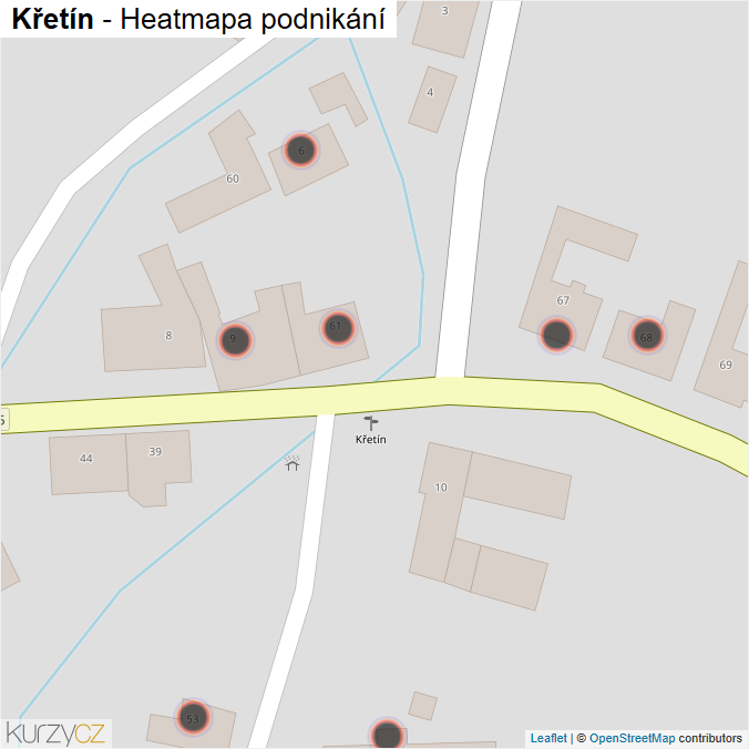 Mapa Křetín - Firmy v obci.