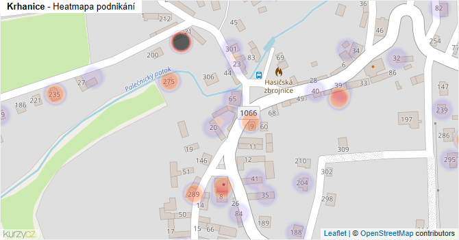 Krhanice - mapa podnikání