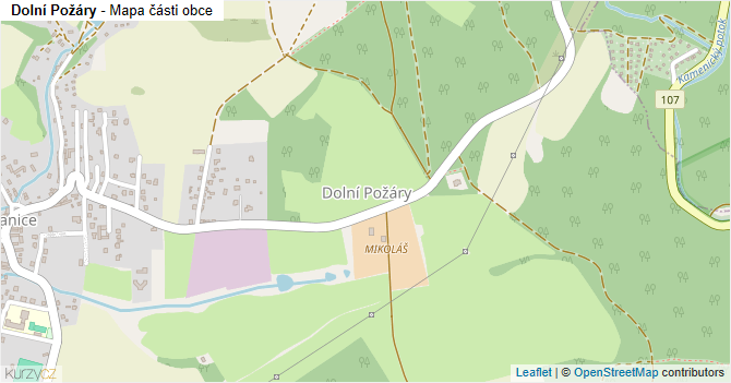 Dolní Požáry - mapa části obce