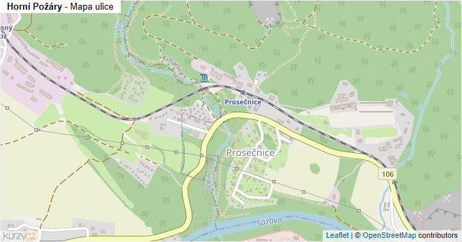 Horní Požáry - mapa ulice