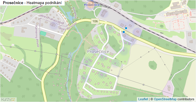 Prosečnice - mapa podnikání