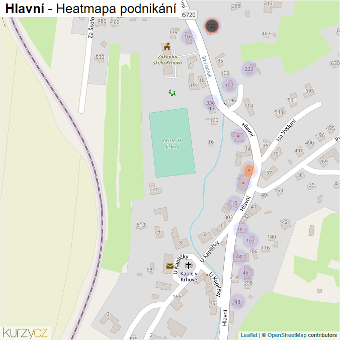 Mapa Hlavní - Firmy v ulici.