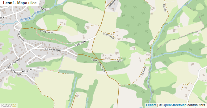 Lesní - mapa ulice