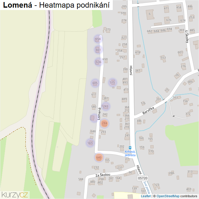 Mapa Lomená - Firmy v ulici.