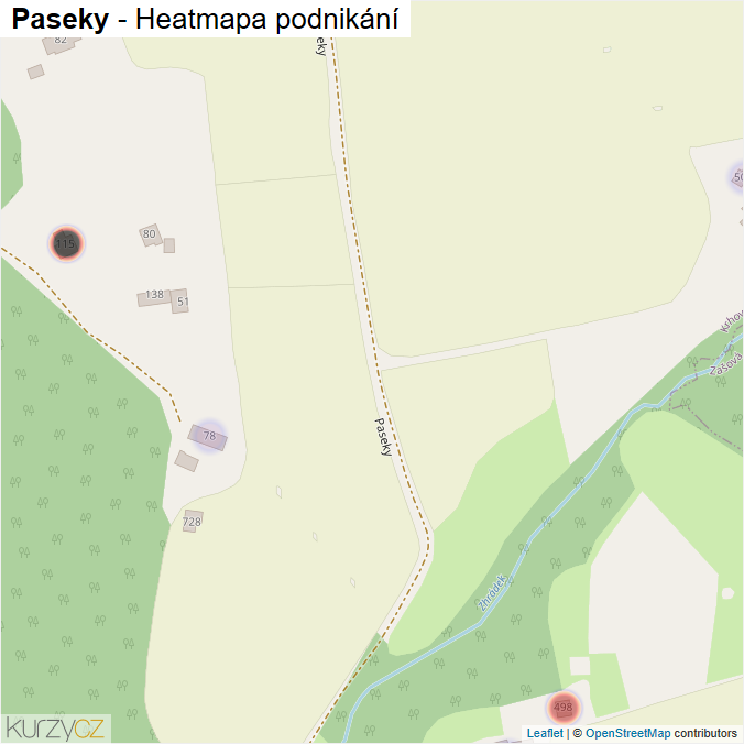 Mapa Paseky - Firmy v ulici.