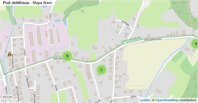 Pod Jehličnou - mapa firem
