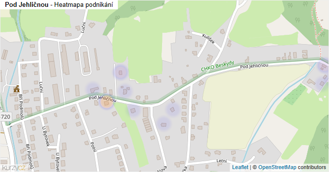 Pod Jehličnou - mapa podnikání