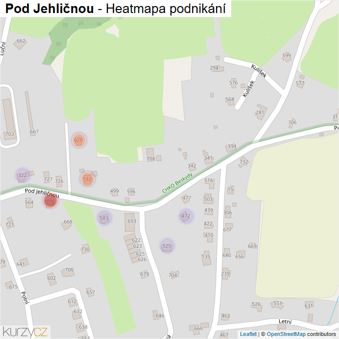 Mapa Pod Jehličnou - Firmy v ulici.