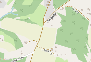 V Břízkách v obci Krhová - mapa ulice