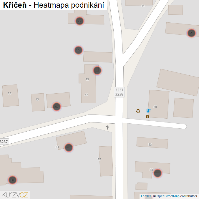 Mapa Křičeň - Firmy v obci.