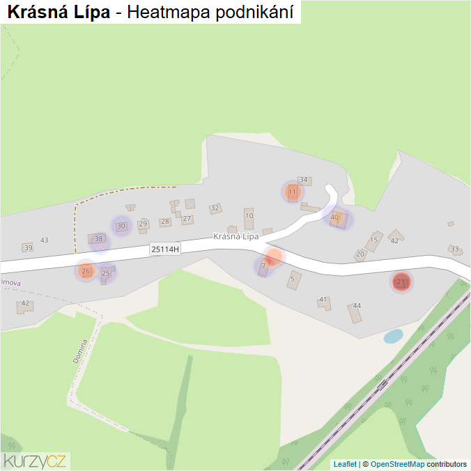 Mapa Krásná Lípa - Firmy v části obce.