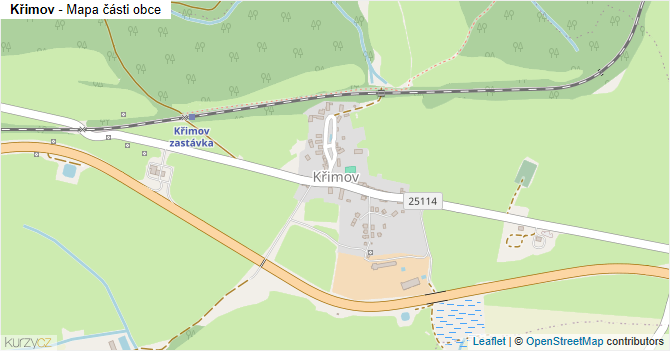 Křimov - mapa části obce