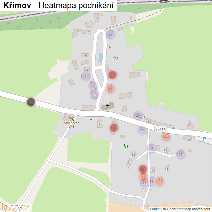Mapa Křimov - Firmy v části obce.