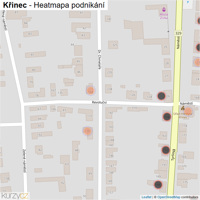 Mapa Křinec - Firmy v obci.