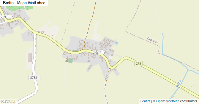 Bošín - mapa části obce
