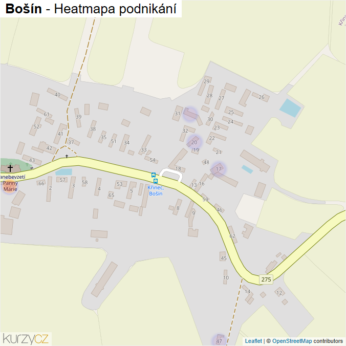 Mapa Bošín - Firmy v části obce.