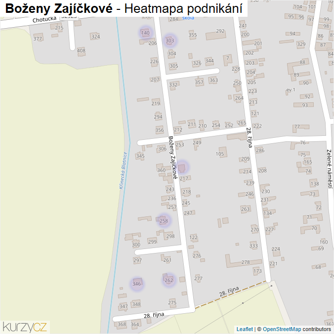 Mapa Boženy Zajíčkové - Firmy v ulici.