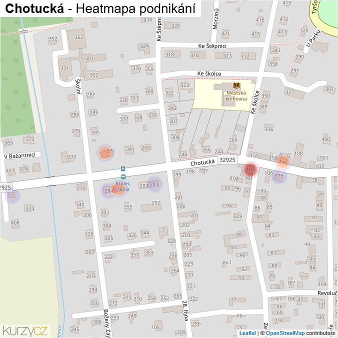 Mapa Chotucká - Firmy v ulici.