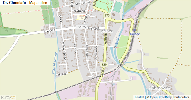 Dr. Chmelaře - mapa ulice