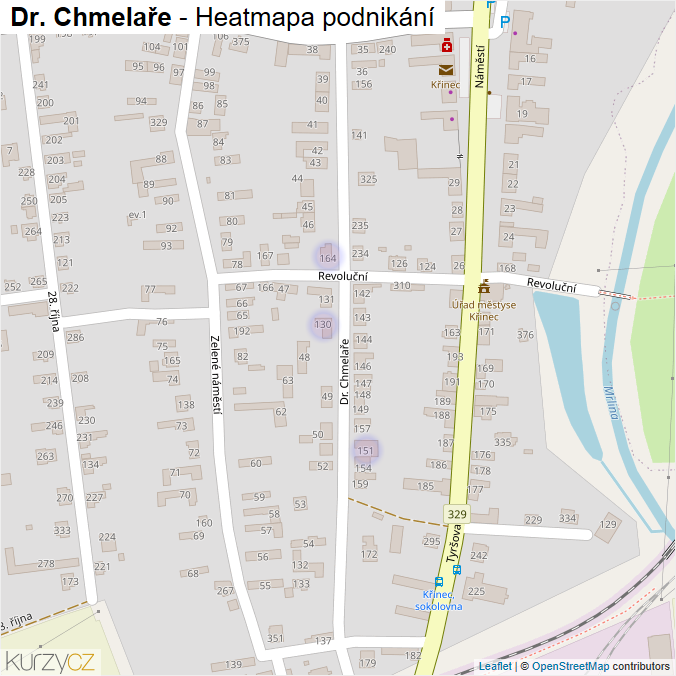 Mapa Dr. Chmelaře - Firmy v ulici.