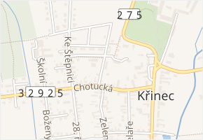 Ke školce v obci Křinec - mapa ulice