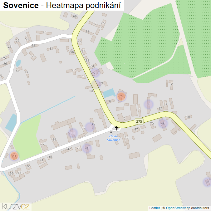 Mapa Sovenice - Firmy v části obce.