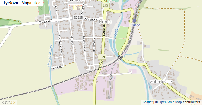 Tyršova - mapa ulice