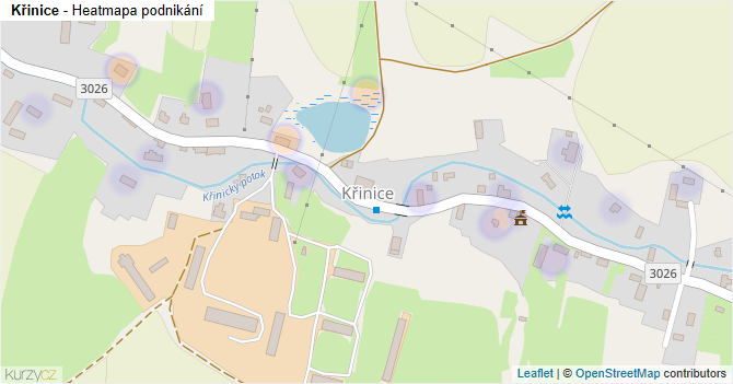 Křinice - mapa podnikání