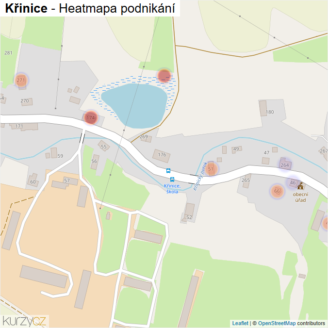 Mapa Křinice - Firmy v části obce.