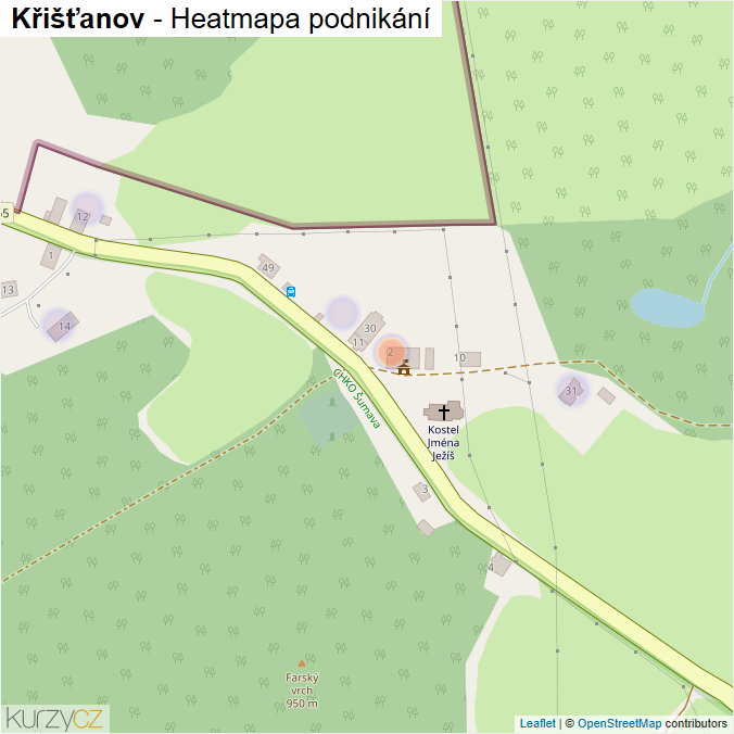 Mapa Křišťanov - Firmy v části obce.