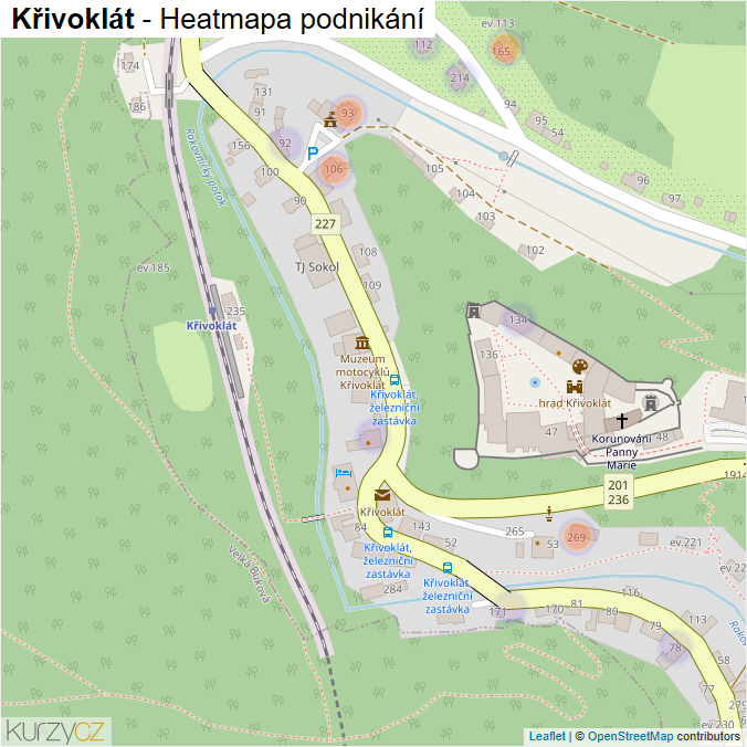 Mapa Křivoklát - Firmy v části obce.